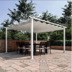 GAZEBO / PERGOLA  IN ALLUMINIO E ACCIAIO  BIANCO 4 X 4 M  CON TETTO SCORREVOLE