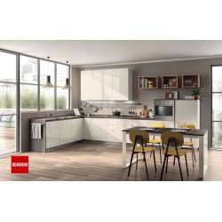 CUCINA MODELLO URBAN CON LAVASTOVIGLIE COMPOSIZIONE C07 MTL. 3,3 VERSIONE DX - SX ANTE LACCATE BIANCO