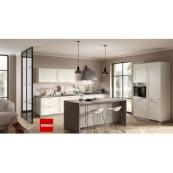 CUCINA MODELLO COLONY CON LAVASTOVIGLIE COMPOSIZIONE C06 MTL. 3,45 VERSIONE DX - SX ANTE LACCATE BIANCO / SABBIA OPACO