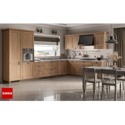 CUCINA MODELLO FAMILY CON LAVASTOVIGLIE COMPOSIZIONE C06 MTL. 3,45 VERSIONE DX - SX ANTE  LARICE NEVE / ROVERE AZTECO