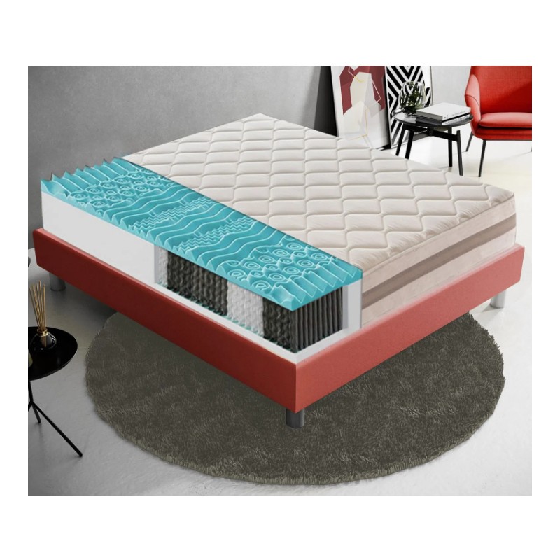 MATERASSO 1 PIAZZA E MEZZA 120 X 190 MODELLO ROMA CON 900 MOLLE  INSACCHETTATE E MEMORY FOAM H. 22 CM. - Arredo Casa