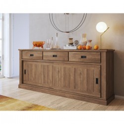 CREDENZA ANTHONY NOCE 2 ANTE SCORREVOLI 3 CASSETTI