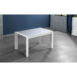 TAVOLO BLANC LACCATO BIANCO PIANO VETRO TEMPERATO ALLUNGABILE  140 / 220 cm