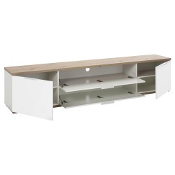 BASE MONDO  BIANCO LACCATO E ROVERE MIELE  L. 240cm  CON 2 ANTE BATTENTI E 2 ANTE A RIBALTA 