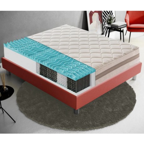 MATERASSO SINGOLO 90 X 200 MODELLO ROMA CON 900 MOLLE INSACCHETTATE E  MEMORY FOAM H. 22 CM. - Arredo Casa