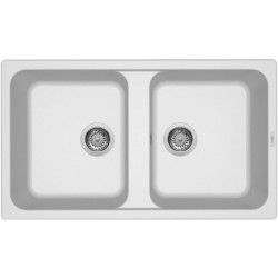 LAVELLO INCASSO ELLECI GRANITEK 86X50  2 VASCHE  FINITURA BIANCO OPACO