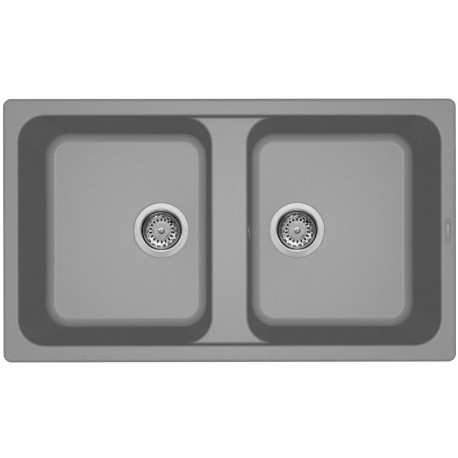 LAVELLO INCASSO ELLECI GRANITEK 86X50  2 VASCHE  FINITURA CEMENTO OPACO