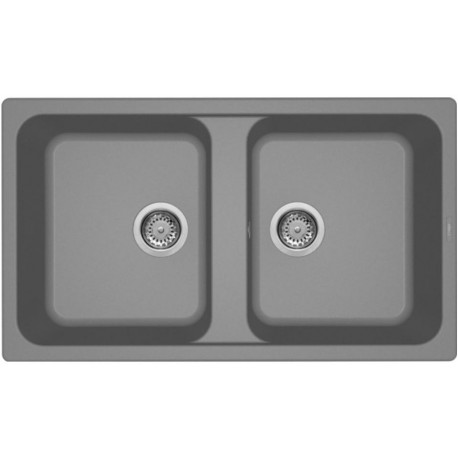 LAVELLO INCASSO ELLECI GRANITEK 86X50  2 VASCHE  FINITURA TITANIUM METAL
