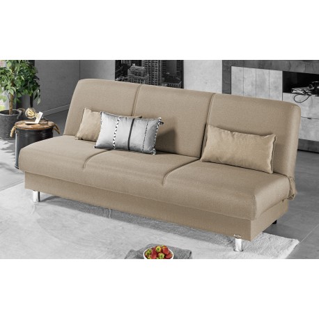 DIVANO LETTO RECLINABILE MODELLO CLICK CLACK  3 POSTI IN TESSUTO  BEIGE