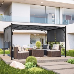 GAZEBO / PERGOLA  IN ALLUMINIO E ACCIAIO ANTRACITE 3 X 4 METRI  CON TETTO SCORREVOLE  GRIGIO