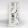 VETRINA CLASSICA IN LEGNO LACCATA BIANCO OPACO CON 2 ANTE VETRO E 1 CASSETTO