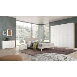 CAMERA DA LETTO MATRIMONIALE MODELLO ANGYE OLMO E BIANCO FRASSINATO CON GIROLETTO