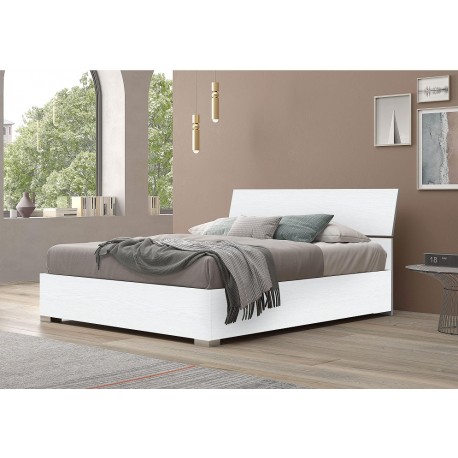 LETTO MATRIMONIALE EGOS  CON CONTENITORE BIANCO FRASSINO