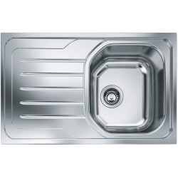 LAVELLO INCASSO ACCIAIO INOX AISI 304 18/10 MONOSTAMPO 1 VASCA DX 79 X 50