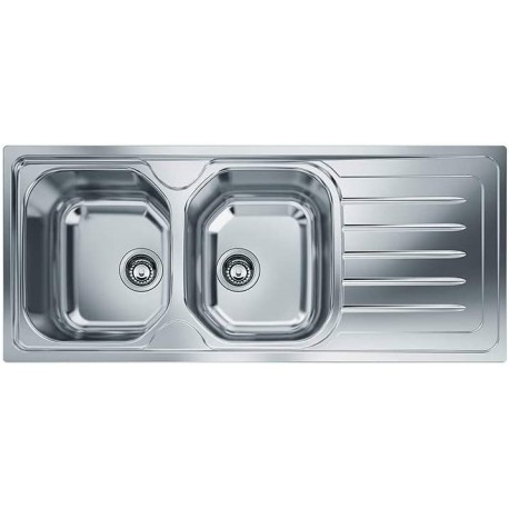 LAVELLO FRANKE  SERIE INCASSO 2 VASCHE A SX CON SCIVOLO  IN ACCIAIO INOX AISI 304 18/10 MODELLO ONDA LINE 116 X 50