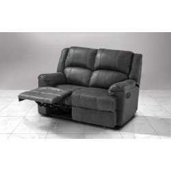 DIVANO BRIDGETOWN 2 POSTI CON 2 RECLINER LATERALI MOVIMENTO ELETTRICO IN SIMILPELLE GRIGIO FUMO