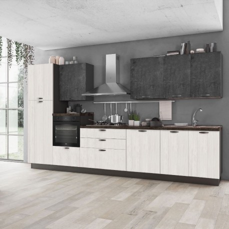 CUCINA COMPONIBILE MODELLO ARDESIA CON LAVASTOVIGLIE VERSIONE CON FRIGO SX