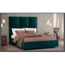 LETTO MATRIMONIALE JAZZ CON CONTENITORE IN VELLUTINO VERDE PETROLIO