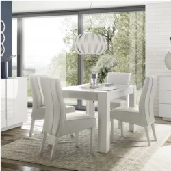 TAVOLO RETTANGOLARE ALLUNGABILE MODELLO MARETTIMO FINITURA LAMINATO LUCIDO BIANCO  L.137 -185 P.90