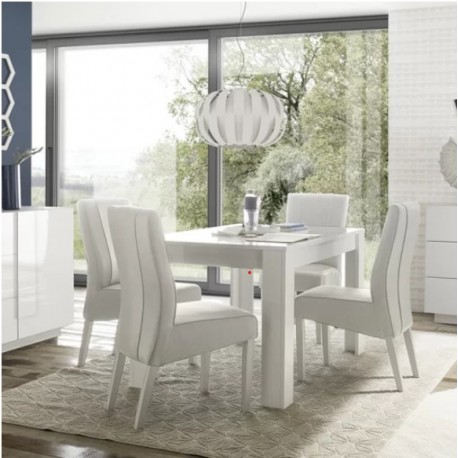 TAVOLO RETTANGOLARE ALLUNGABILE MODELLO MARETTIMO FINITURA LAMINATO LUCIDO BIANCO  L.137 -185 P.90