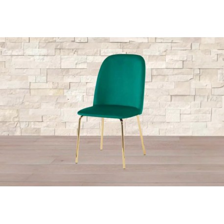SEDIA MODELLO GLAMOUR IN VELLUTO VERDE STRUTTURA IN METALLO COLORE ORO