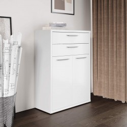 MADIA MODELLO ISTANBUL STRUTTURA BIANCO CON 2 ANTE E 2 CASSETTI LACCATO BIANCO LUCIDO