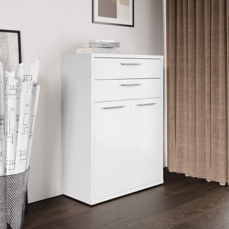 MADIA MODELLO ISTANBUL STRUTTURA BIANCO CON 2 ANTE E 2 CASSETTI LACCATO BIANCO LUCIDO