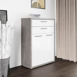 MADIA MODELLO ISTANBUL STRUTTURA CEMENTO CON 2 ANTE E 2 CASSETTI LACCATO BIANCO LUCIDO