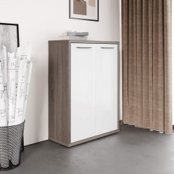 MADIA MODELLO ISTANBUL STRUTTURA ROVERE TARTUFO CON 2 ANTE LACCATE BIANCO LUCIDO