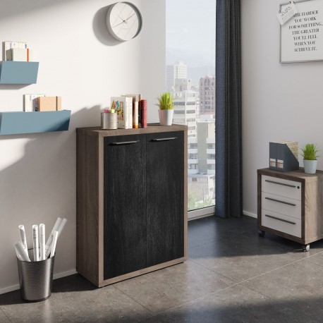 MADIA MODELLO ISTANBUL STRUTTURA ROVERE TARTUFO CON 2 ANTE LACCATE NERO CHALET