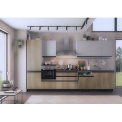 CUCINA COMPONIBILE MODELLO EMILYAN MANIGLIA A GOLA CON LAVASTOVIGLIE CON FRIGO VERSIONE  SX