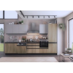 CUCINA COMPONIBILE MODELLO EMILYAN MANIGLIA A GOLA CON LAVASTOVIGLIE CON FRIGO VERSIONE  SX