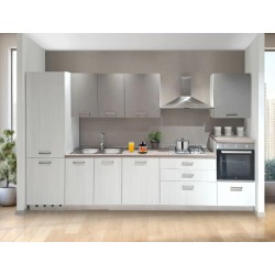 CUCINA COMPONIBILE MODELLO EMILYAN MANIGLIA A GOLA CON LAVASTOVIGLIE CON FRIGO VERSIONE  SX