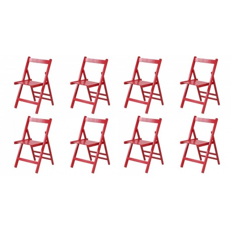 SET 8 SEDIE MODELLO ZETA PIEGHEVOLE IN LEGNO MASSELLO DI FAGGIO LACCATO ROSSO