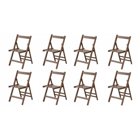 SET 8 SEDIE MODELLO ZETA PIEGHEVOLE IN LEGNO MASSELLO DI FAGGIO LACCATO NOCE