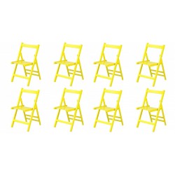 SET 8 SEDIE MODELLO ZETA PIEGHEVOLE IN LEGNO MASSELLO DI FAGGIO LACCATO GIALLO