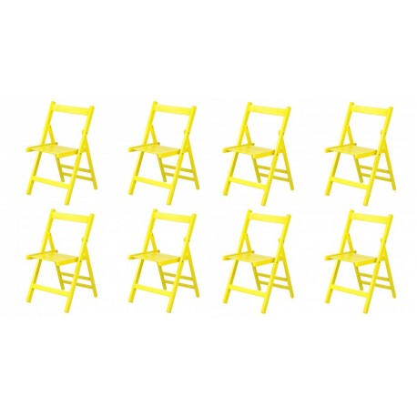 SET 8 SEDIE MODELLO ZETA PIEGHEVOLE IN LEGNO MASSELLO DI FAGGIO LACCATO GIALLO