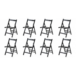 SET 8 SEDIE MODELLO ZETA PIEGHEVOLE IN LEGNO MASSELLO DI FAGGIO LACCATO NERO