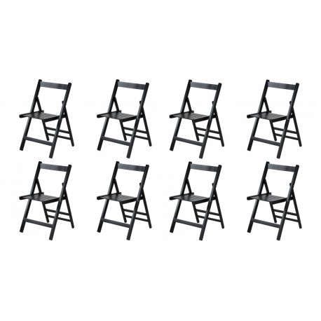 SET 8 SEDIE MODELLO ZETA PIEGHEVOLE IN LEGNO MASSELLO DI FAGGIO LACCATO NERO