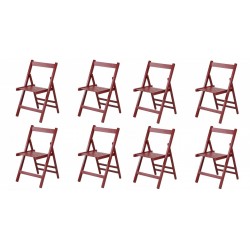 SET 8 SEDIE MODELLO ZETA PIEGHEVOLE IN LEGNO MASSELLO DI FAGGIO LACCATO ROSSO GRANATO