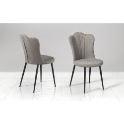 SEDIA MODELLO VENEZIA  IN TESSUTO NABUK  GRIGIO CHIARO CON STRUTTURA IN METALLO GALVANIZZATO NERO