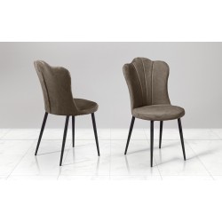 SEDIA MODELLO VENEZIA  IN TESSUTO NABUK FANGO CON STRUTTURA IN METALLO GALVANIZZATO NERO