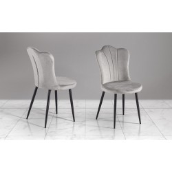 SEDIA MODELLO VENEZIA  IN TESSUTO MICROFIBRA EFFETTO VELLUTO GRIGIO CHIARO CON STRUTTURA IN METALLO GALVANIZZATO NERO