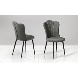 SEDIA MODELLO VENEZIA  IN TESSUTO MICROFIBRA EFFETTO VELLUTO GRIGIO SCURO CON STRUTTURA IN METALLO GALVANIZZATO NERO