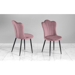 SEDIA MODELLO VENEZIA  IN TESSUTO MICROFIBRA EFFETTO VELLUTO ROSA ANTICO CON STRUTTURA IN METALLO GALVANIZZATO NERO