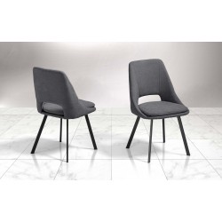 SEDIA MODELLO URBAN IN TESSUTO MICROFIBRA GRIGIO SCURO CON STRUTTURA IN METALLO GALVANIZZATO NERO