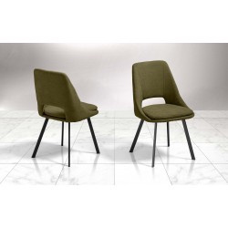 SEDIA MODELLO URBAN IN TESSUTO MICROFIBRA VERDE MILITARE CON STRUTTURA IN METALLO GALVANIZZATO NERO