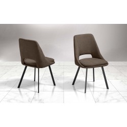 SEDIA MODELLO URBAN IN TESSUTO MICROFIBRA TERRA CON STRUTTURA IN METALLO GALVANIZZATO NERO