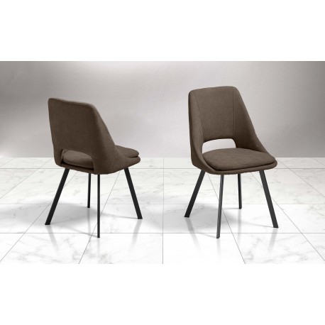 SEDIA MODELLO URBAN IN TESSUTO MICROFIBRA TERRA CON STRUTTURA IN METALLO GALVANIZZATO NERO