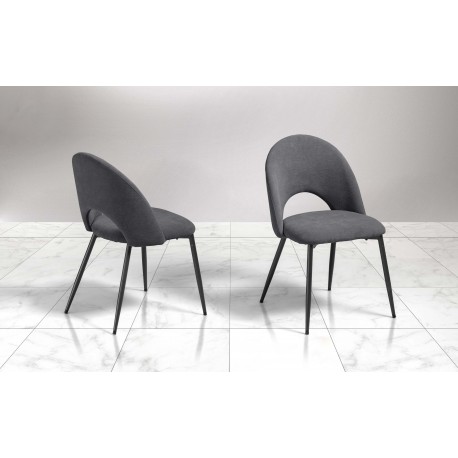 SEDIA MODELLO LILLY IN TESSUTO MICROFIBRA GRIGIO SCURO CON STRUTTURA IN METALLO GALVANIZZATO NERO